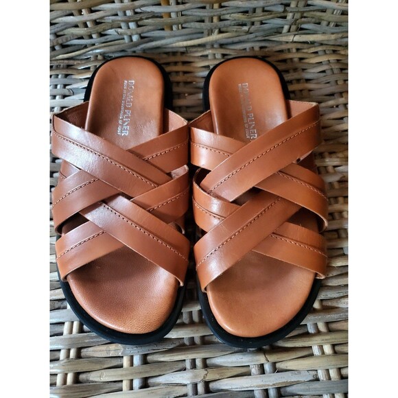 Donald Pliner Mens Sandals Leather Brown Iggie Congac Strappy Slides Size 8 main image 6